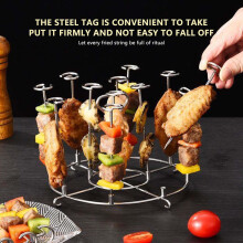 (Small round 12-pin high style (304 stainless steel) Air Fryer Skewer Stand Rack - Most Air Fryers