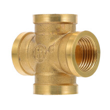 koperen 4-weg connector 1/2 inch met schroefdraad voor waterleiding