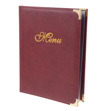1St Rood Lederen Menu Boek Met Slide-in Pagina Houder