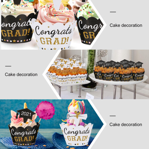 3Sets Cake Topper Papier Afstuderen Voor Feestelijke Taarten 2