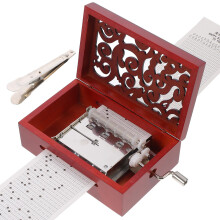 1St Muziekdoos Donkerrood Met Handwieltje En Decoratief Design