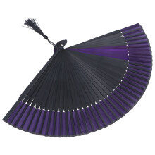 1Draagbare Chinese Vintage Zijden Waaier Bamboo Decoratie Zwart