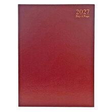 2027 A4 Diary Hardback Day a Page Split Sat/Sun 3188 - Red