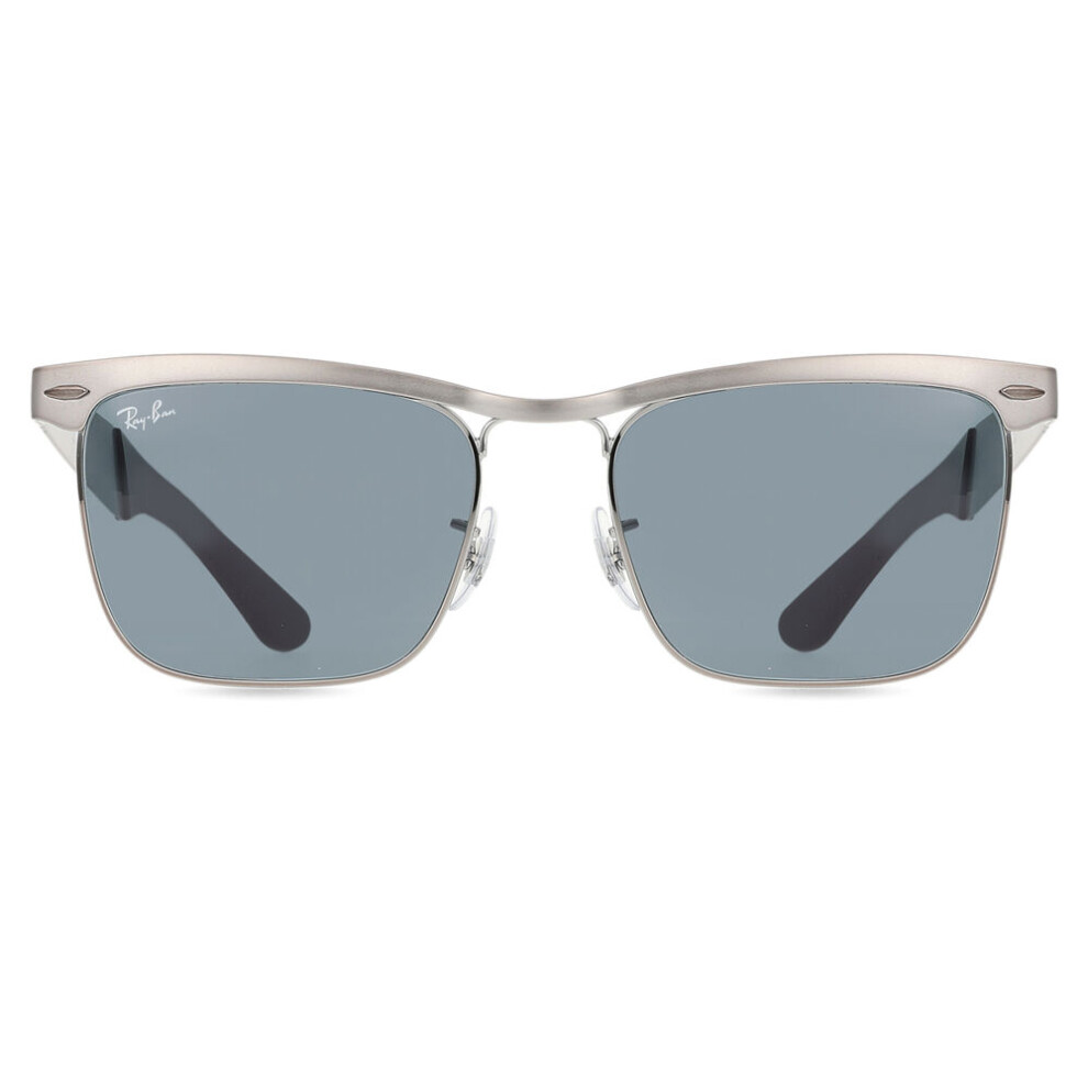 Ray-Ban Wayfarer Deluxe RB3875, Sandblasted Gunmetal On Gunmetal Sunglasses Blue lenses, Mojo Glasses - Image 6