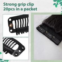 20pcs Black Nine-tooth Clip for hair extension snap clip for DIY use(Black)32MM L