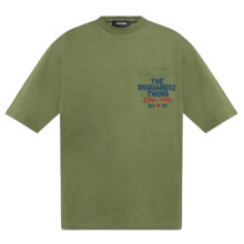 (L, Sage Green) DSquared2 Unisex Adult Logo Cotton Chest Pocket T-Shirt