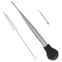1Set Barbecue Kippen Injector Zwart Met Flexibele Silicone