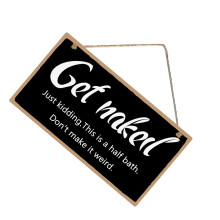 1St Badkamer Decor Plaque Hout Zwart Voor Muurdecoratie