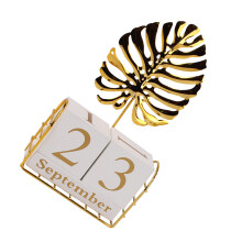 1Set Gouden Perpetuele Kalender Blokken Decoratie Voor Thuis