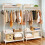 Wooden Clothes Rack Open Wardrobe With Shoe Storage White 5