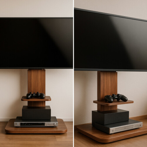 2 Tier Adjustable TV Floor Stand with 2 Shelves 1