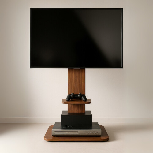 2 Tier Adjustable TV Floor Stand with 2 Shelves 2