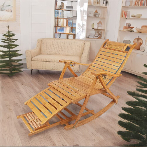 Bamboo Indoor Outdoor Foldable Rocking Chair 2