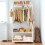 Wooden Clothes Rack Open Wardrobe With Shoe Storage White 8