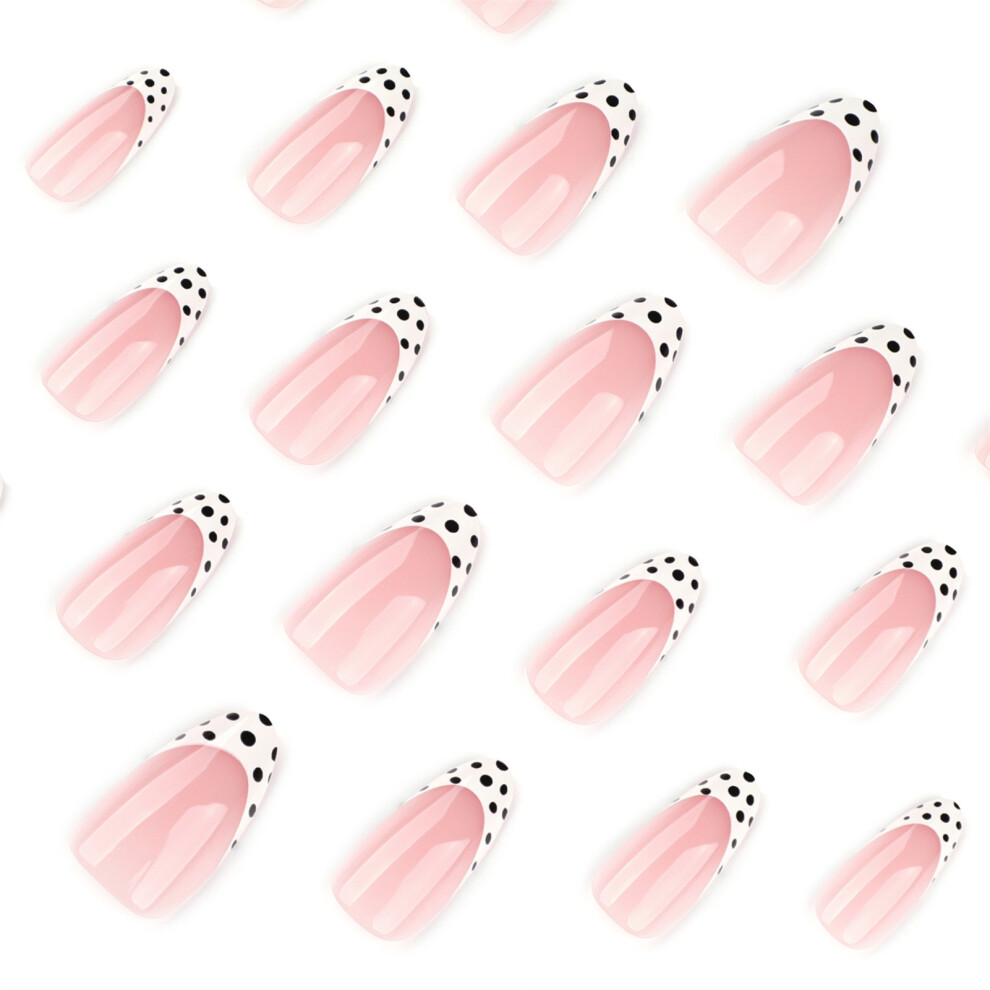 Phui-Pet-Supplies 24Pcs Almond French False Nails For Daily & Party