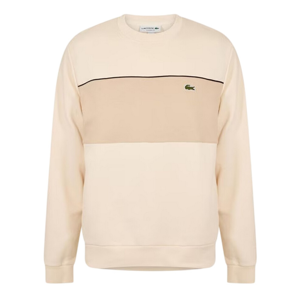 Lacoste (S, Beige) Mens Colour Block Sweatshirt