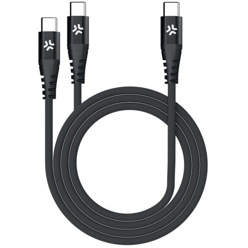 USB-C - 2x cable USB-C 100W PD 1,3m Negro