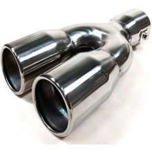 Universal Twin Double Sport Chrome Exhaust Pipe Trim Tip Tail Stainless Steel