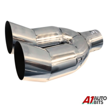 Universal Twin Double Sport Chrome Exhaust Pipe Trim Tip Tail Stainless Steel