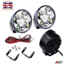 2 Universal Front LED Lights 12V Spot Fog Halogen Circle Lamps Car Van Bus BOXED
