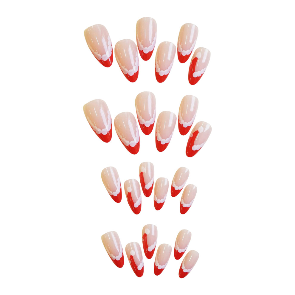 Hue-Grain French Tip False Nails - Zero Pressure, Party & Daily Wear