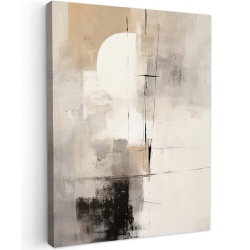 Framed Canvas Wall Art 24"x31" Abstract art white-black Canvas painting for Livingroom Bedroom