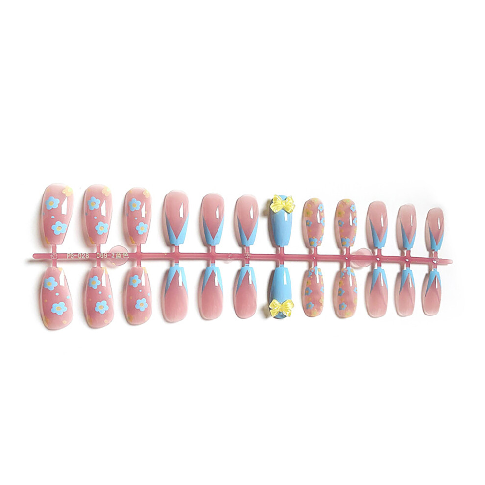 Dachuang Beauty 24Pcs Bow Floral Nail Patches, Removable Glue Type