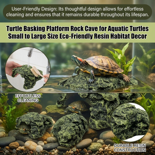 (Small Turtle Cave) Turtle Basking Rock Cave - Eco Resin Decor 1