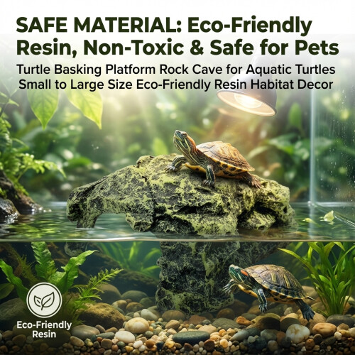 (Small Turtle Cave) Turtle Basking Rock Cave - Eco Resin Decor 2