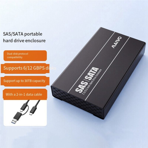 MAIWO Gabinete Externo para Disco Rígido SAS/ de 2,5/3,5 Polegadas, Compatível com HDDs/SSDs de Até 30 TB. 1