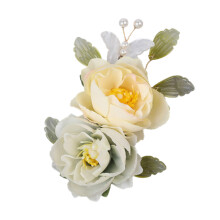 (Yellow-green) Silk Flower Hair Clip for Kids Chinese Dress