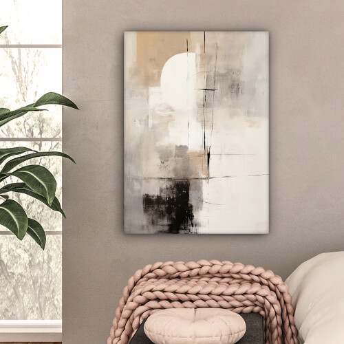 Framed Canvas Wall Art 24"x31" Abstract art white-black Canvas painting for Livingroom Bedroom 1