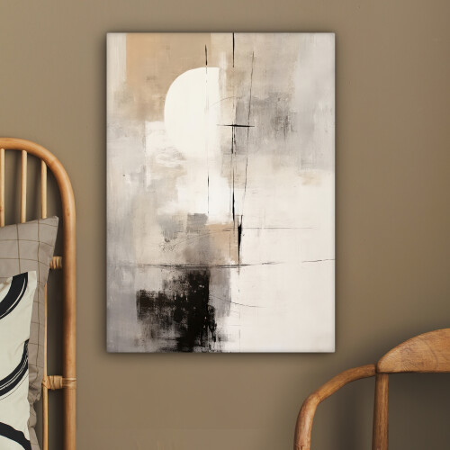 Framed Canvas Wall Art 24"x31" Abstract art white-black Canvas painting for Livingroom Bedroom 2