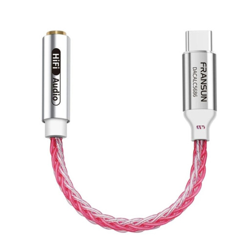 USB-C to 3.5mm Digital Audio Adapter ALC5686 Audio Interface Cable 32bit/384kHz DAC Headphone Decoding Adapter Red