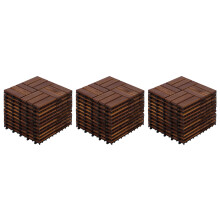 (Brown, 3) Dalles de terrasse emboîtables en bois d'acacia, revêtement de sol extérieur