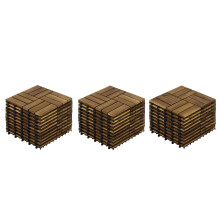 (Yellow, 3) Dalles de terrasse emboîtables en bois d'acacia, revêtement de sol extérieur