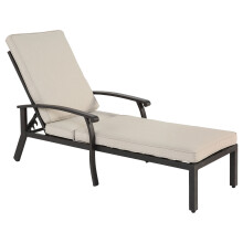 Chaise longue patio en aluminium antirouille, dossier réglable, coussin imperméable beige, 1 pièce