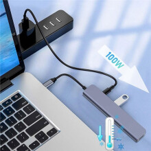 Concentrador USB C 7 en 1 Tipo C 3.1 A Compatible 1.4 4K@30Hz 100W Carga Rápida Lector de Tarjetas /TF para Computadora Portátil
