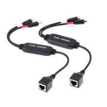 Extensor de Áudio RCA de 100 M, Vermelho e Branco, Cabo de Rede RCA para RJ45, Transmissão de Sinal Estendida para Reprodutores de 100 M