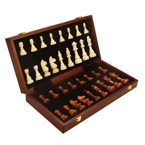 Chess Set Wooden Folding  Traditional Classic Handwork Solid Wood Pieces Walnut Chessboard Children Gift Board Game