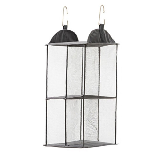 Eco-Friendly Hanging Tote Bag Organizer - Dust-Proof, Transparent Storage Solution for Closets Storage Bag Black 2 Layer