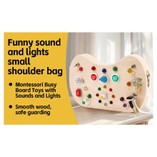 Wooden Sensory Toy for Toddlers - LED Board with Shoulder Bag Design, Ideal for Developing Fine Motor Skills