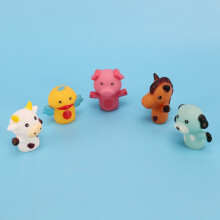 Finger Puppets for Children and Babies 5 Farm Animals BPA PVC Bath Toys Hand Puppets Doll Set Early Eductional Toys(C)