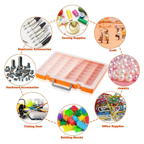 48 Grids Large Plastic Organizer Box with Adjustable Dividers, Beads Storage Containers Compartment Tackle Box Case 1