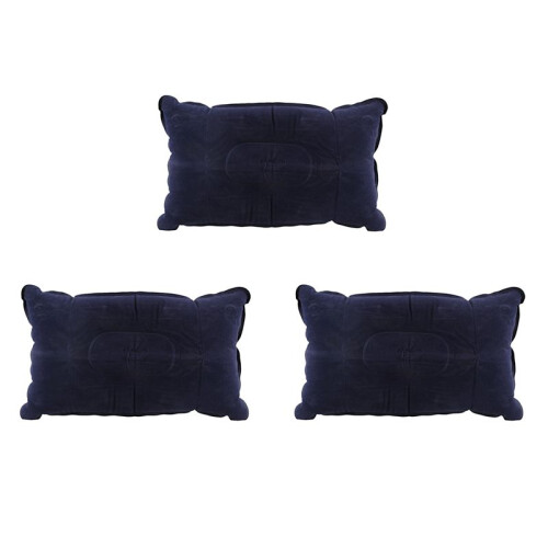 3X Double-Sided Flocking Pillow Inflatable Portable Foldable Pillow for Camping/ Traveling/ Office 1