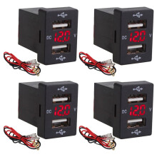 4X 12V Car Charger with Fuse for 5V 4.2A Car Charging Socket Charger for Phone LED Display Meter Voltmeter (Red)