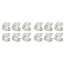 Leaf Napkin Rings Set of 12,Leaves Napkin Rings for Table Setting,Metal Leaf Napkin Holder Rings Silver