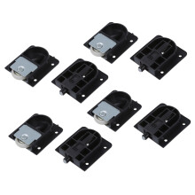 4X Wardrobe Black Plastic Plate 25mm Dia Wheel Sliding Door Roller