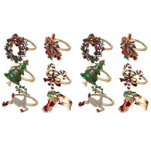 12Pcs Christmas Napkin Rings Xmas Napkin Holder Rings Wreath for Holiday Party Dinner Table Decoration