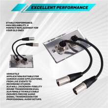 Dual XLR Female to Male XLR Cable Audio Wall Plate